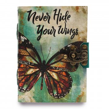 Kožený notebook "Never Hide Your Wings" Deckle-edge (7x5")