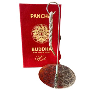 Sada provazového kadidla a postříbřeného držáku - Pancha Buddha